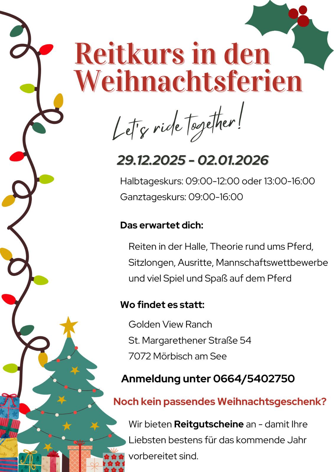 Reitkurs in den Weihnachtsferien